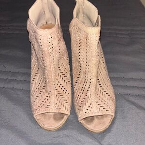 Charlotte Russe Beige Peep-Toe Heels
